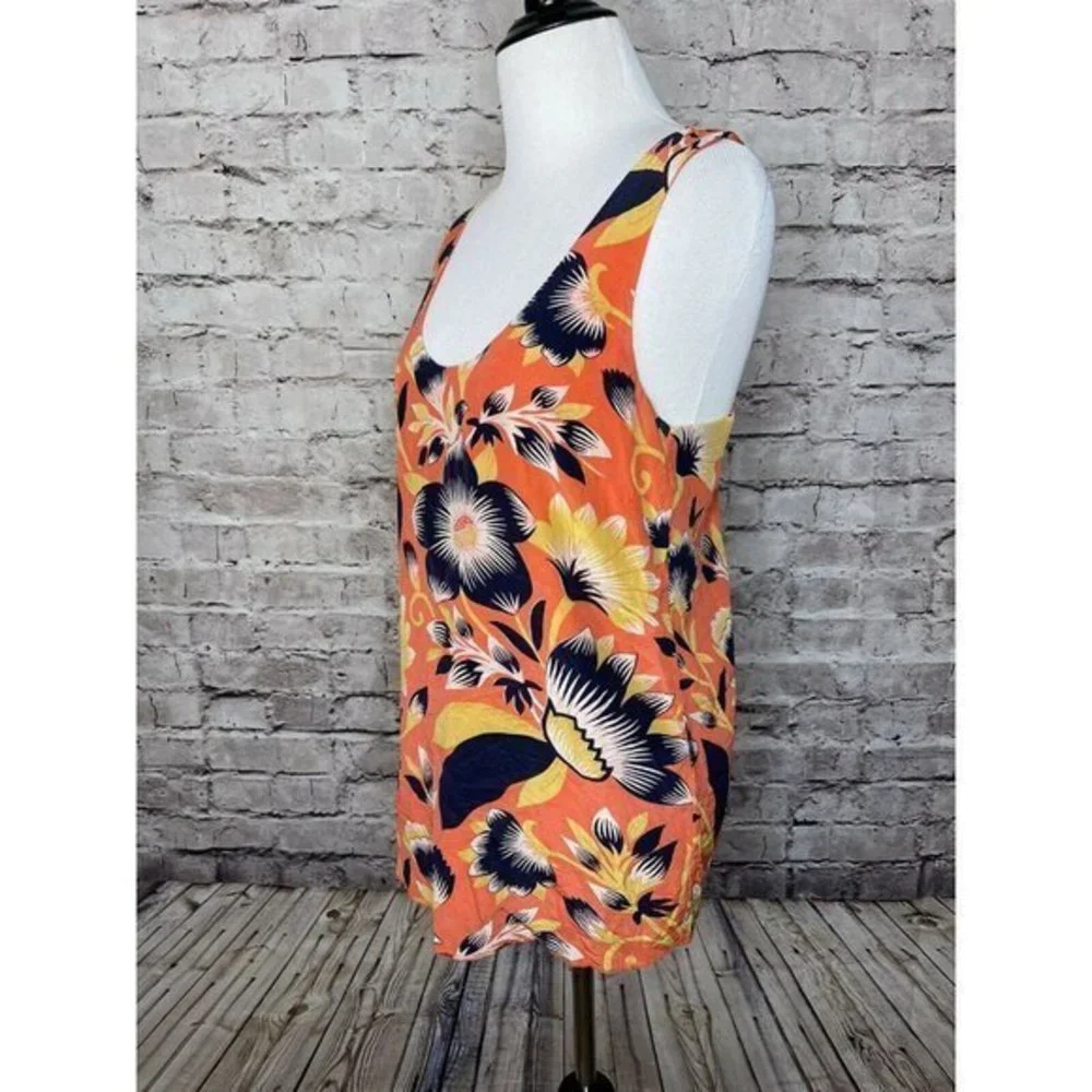 J Crew A7488‎ Hibiscus Floral Twist Back Top